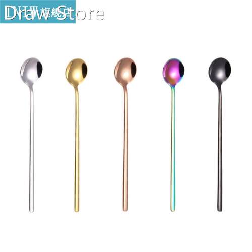 Rainbow Color Coffee Tea Stir Spoon Long Handle Ice Cream De