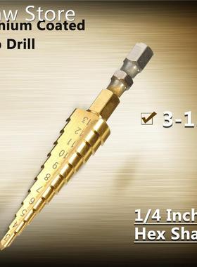 Hot Sale 1pcs 3-13mm HSS Titanium coated stepped drill Power