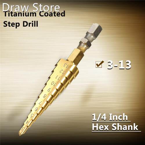 Hot Sale 1pcs 3-13mm HSS Titanium coated stepped drill Power