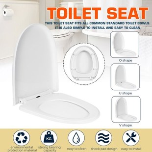 O/U/V Type Slow-Close Toilet Seats Replacement Lid White Hou