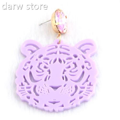 rNee1F u WoFu 2020i Dop Tiger Head Earrngs ResinBig Earring