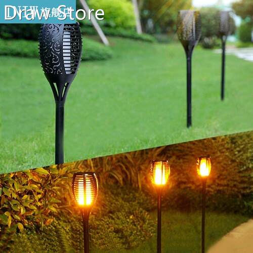 Flame Solar Torch Lights Dancing Flickering Lamp Mpow New LE