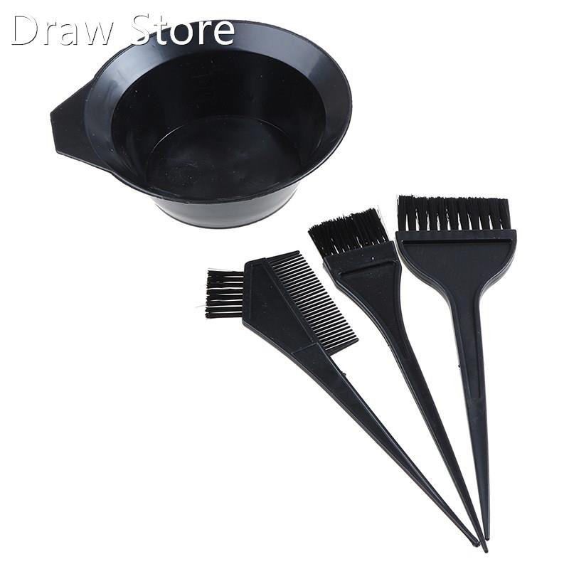 4Pcs Hair Color Dye Bowl Comb Brushes Tool Kit Set Tint