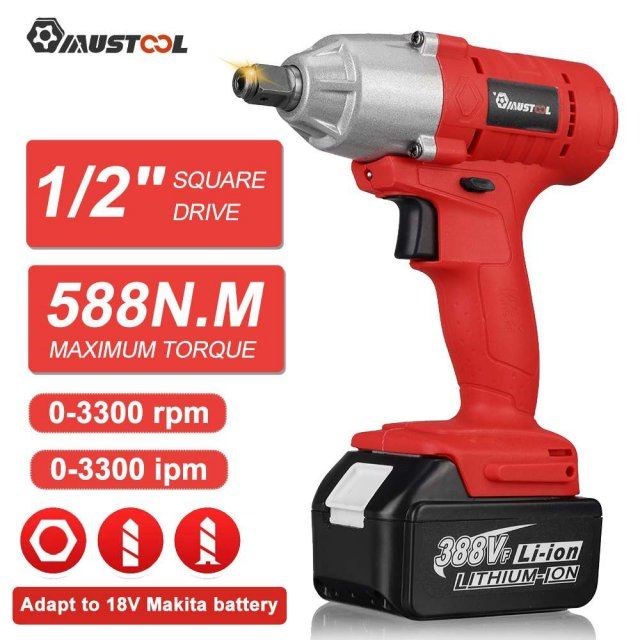 588 N.M Torque 388VF 22800mAh Electric Impact Wrench Recharg