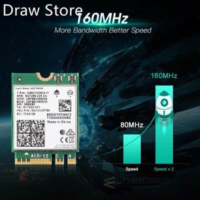 EDUP Intel Network Adapter AX210 Wifi 6E Card Bluetooth 5.2