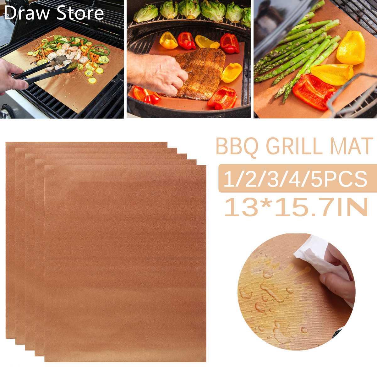 NEW 1/2/3/4/5PCS Non-stick BBQ Grill Pads Barbecue Baking Pa