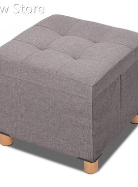 Folding Storage Foot Rest Stool with 4 Wooden Legs and Remo