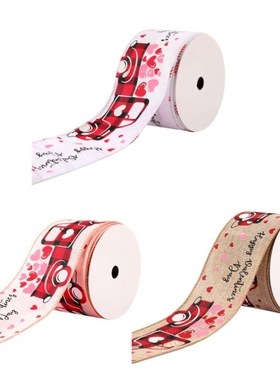 2022 New 1 Roll Heart Printed Ribbon Valentine's Day Sat