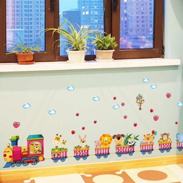 cartoon train kindergarten wall decoration wallpaper sticker