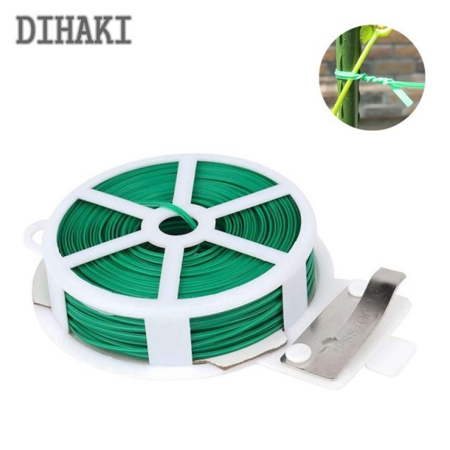 20/30/50/100M Plant Twist Tie with Cutter Sturdy Green Coate