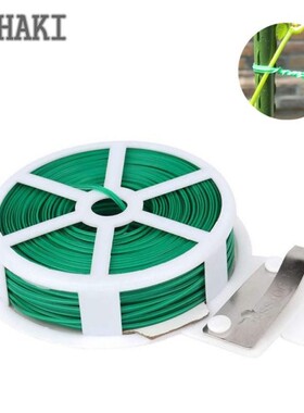 20/30/50/100M Plant Twist Tie with Cutter Sturdy Green Coate