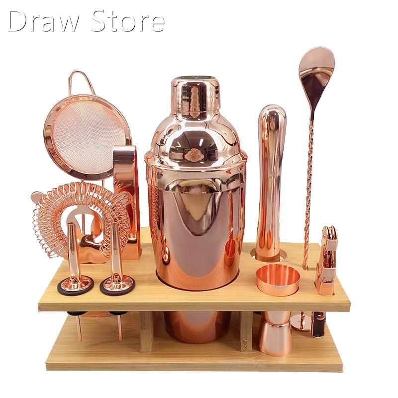 11pcs 750ML C75-11-WGD-34 Rose Gold Color Bartender Kit Wit