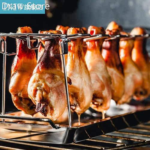 Stainless Steel Chicken Wing Leg Rack Grill Holder with Drip