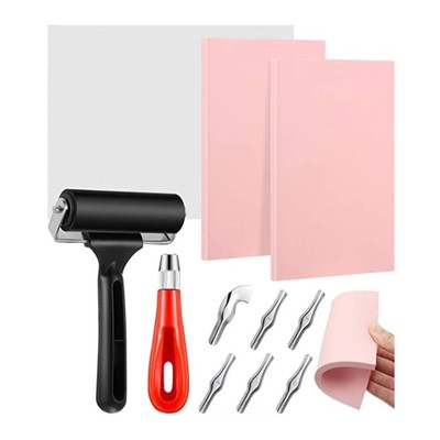 Rubber Carving Linoleum Blocks Woodblock Printing Kit for Cr