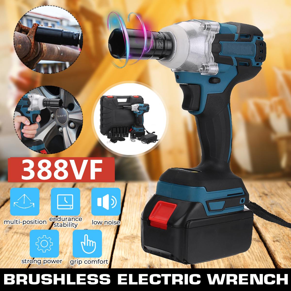 588N.m Brushless Electric Impact Wrench 1/2 Sokect Cordless