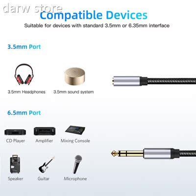 6.5mm Male tou 13.5mm Female Adi AUXoCable  Headset Micropho