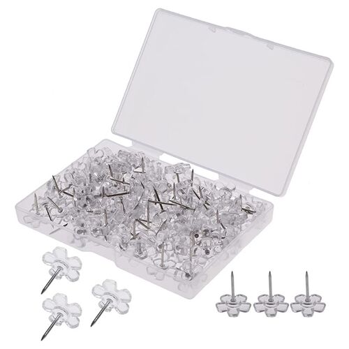 Pack of 100pcs Transparent Decorative Thumb Tacks Pushpins S