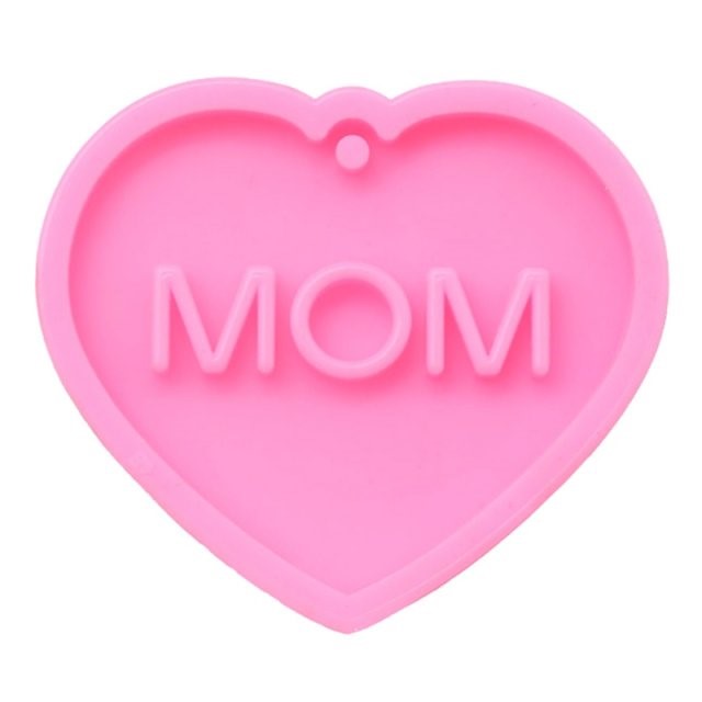2022 New MOM Keychain Resin Molds Love Shape Silicone Molds