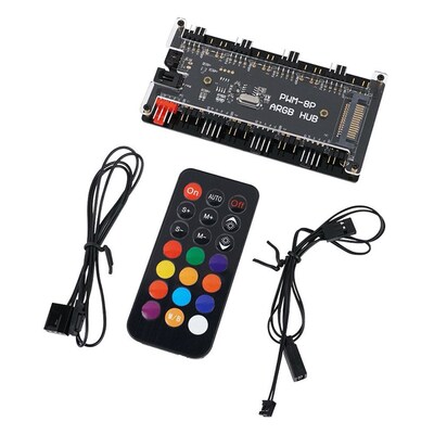 PWM RGB LED Controller PC Fan Hub 8 Ports 5V 3 Pin Cooling A