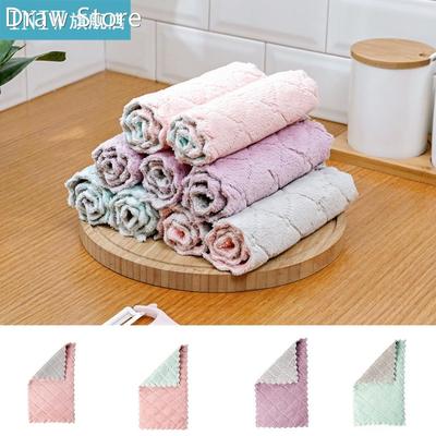 5pcs Double Colors Rag Dish Cloth Water Absorption Thickenin