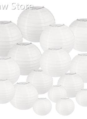 25 Pack White Paper Lantern with Various Sizes,Paper Lampsha