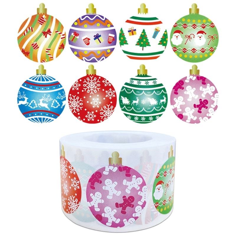 Roll of 500Pcs DIY Xmas Decorative Stickers Wrapping Label S