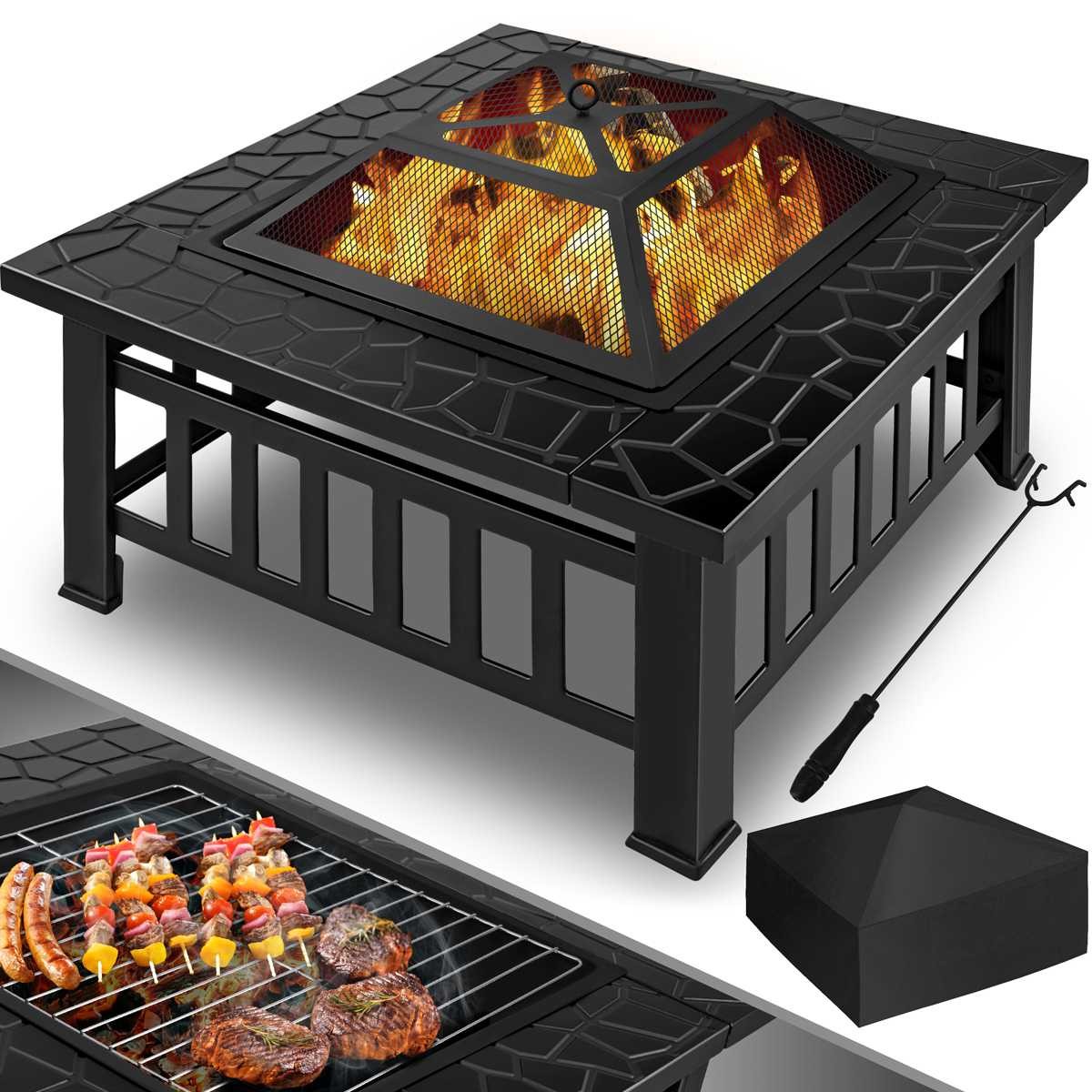 NEW Outdoor Fire Pit Wood Burning Steel BBQ Grill Firepit Bo