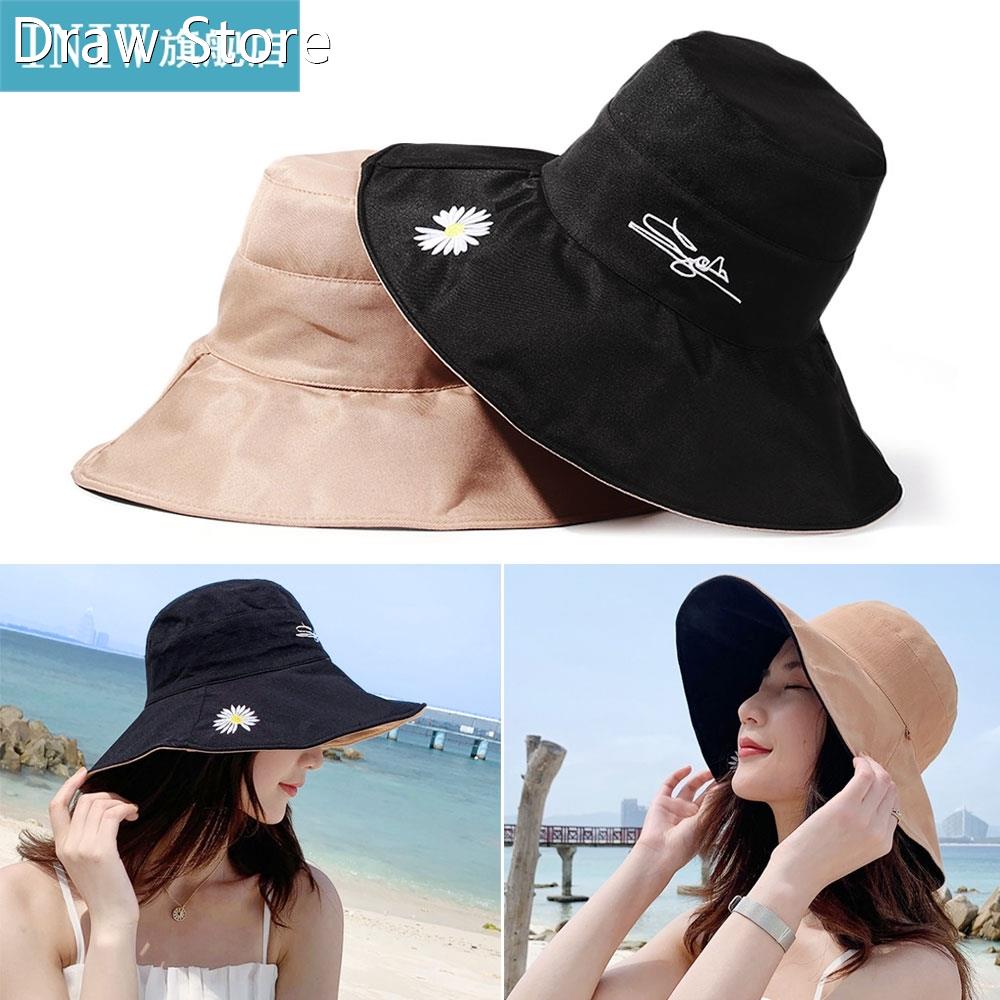 1PC With Wind rope Double-Sided Bucket Hat Daisies Fisherman