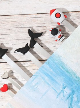 Astronaut Rocket Shark Fin 3D Stereo Metal Bookmarks Creativ