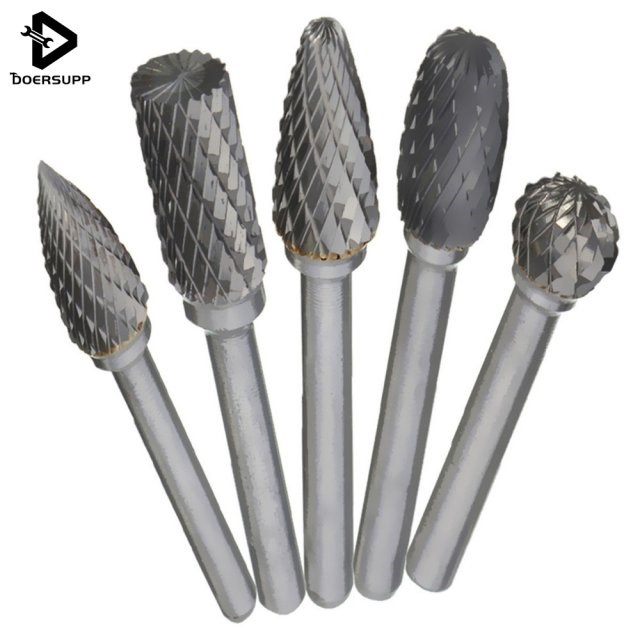 5pcs 12mm Head Tungsten Carbide Rotary Point Burr Die Grinde
