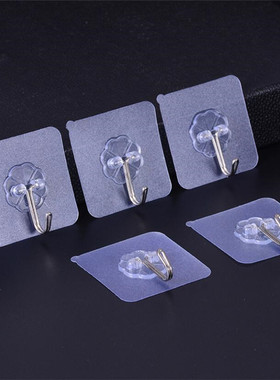 5Pcs Wall Hooks Waterproof Oilproof Self Adhesive Transparen