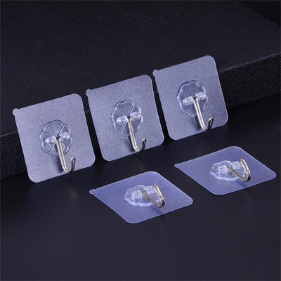 5Pcs Wall Hooks Waterproof Oilproof Self Adhesive Transparen
