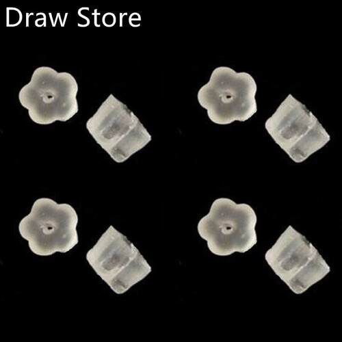 100pcs Silicone Earring Back Stopper Flower Clasp Lock Leve