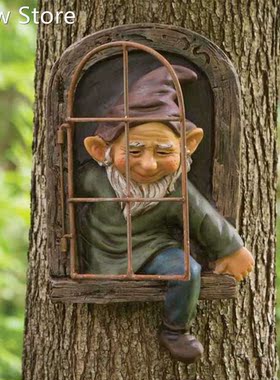 Garden Tree Ornaments Creative Yard Gnome Dwarf Figure Decor