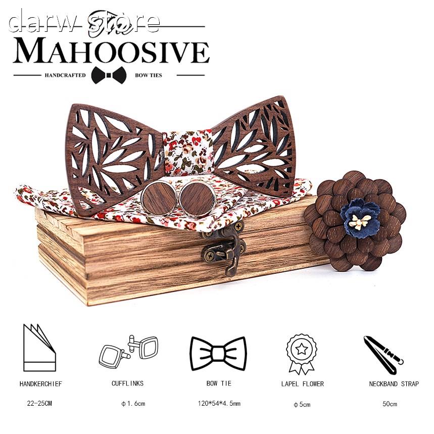 PaisleyWooden1 Bow Ti e Handkrcwhief Set Men'es Plaid Bo