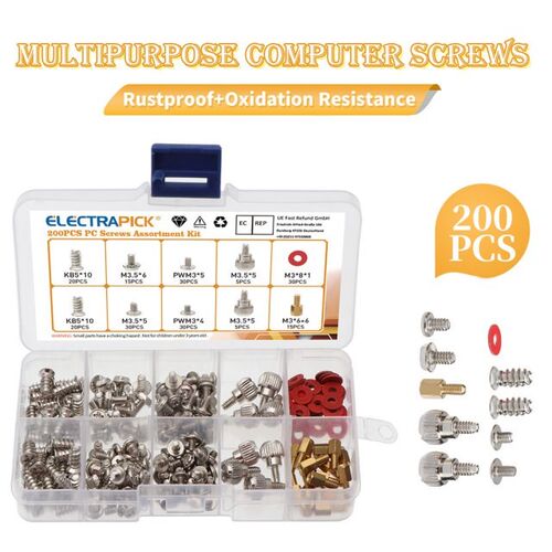 200Pcs Screws For Motherboard Case Fan CD-ROM Hard Disk DIY