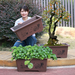 长方形仿紫砂盆景盆塑料特大号加厚马槽盆假山吸水石户外种荷花盆