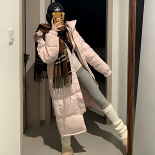 2025冬季新款中戏羽绒棉服女韩系中长款过膝小个子棉袄情侣厚外套