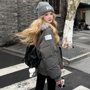 复古派克服 女加厚高级感小个子美式 韩系情侣羽绒棉服2025冬季 新款