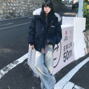 复古工装 韩系宽松棉服女美式 加厚毛领派克服棉袄外套 新款 2025冬季