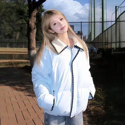 韩系设计感小个子羽绒棉服外套女