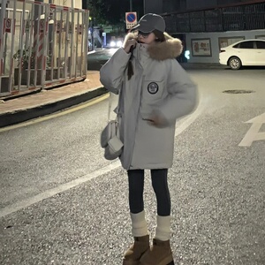 韩系宽松羽绒棉服女2024冬季新款加厚棉衣工装派克服学生棉袄外套