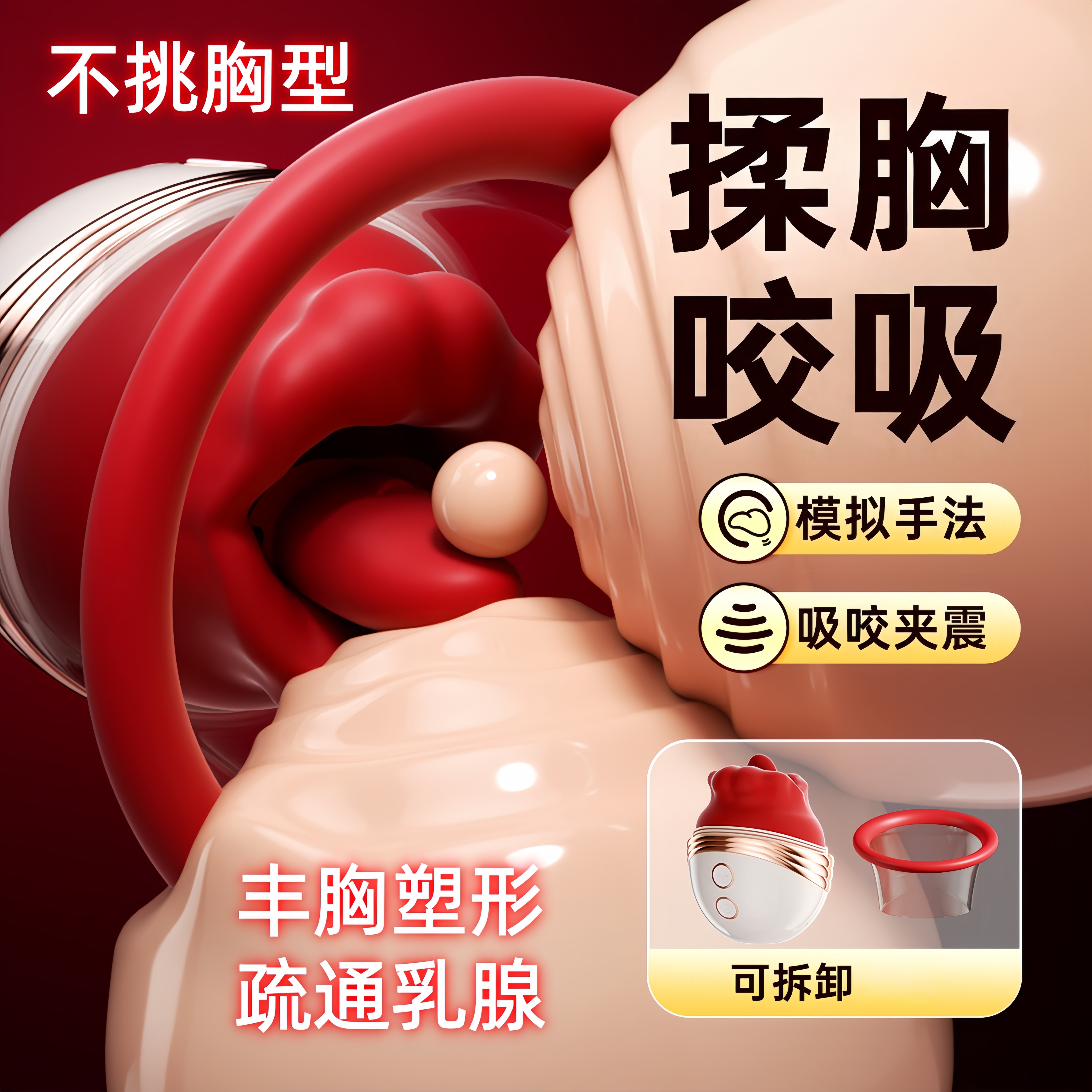 跨境电动智能胸部按摩仪女用乳腺疏通增大乳房按摩仪器自动吸乳器