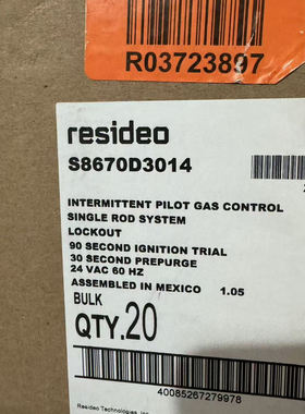 美国Honeywell霍尼韦尔点火控制器S8670D3014 原装现货