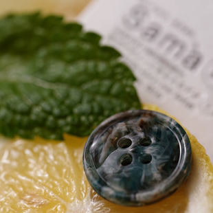 SAMA 青花 鼓圆细边乱花新中式古典点缀树脂扣