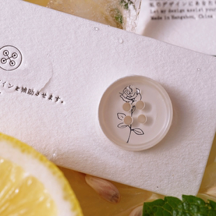 SAMA 香述春意 池塘形反光玫瑰花图案创意点缀纽扣