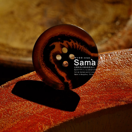 SAMA 玄猫 红褐色黑里透红经典圆边秋冬百搭飒爽神秘大衣风衣扣