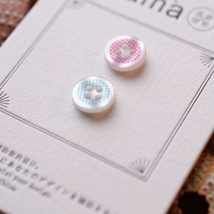 SAMA 织绪 双平孔眼微凹清新两色田园衬衫树脂扣