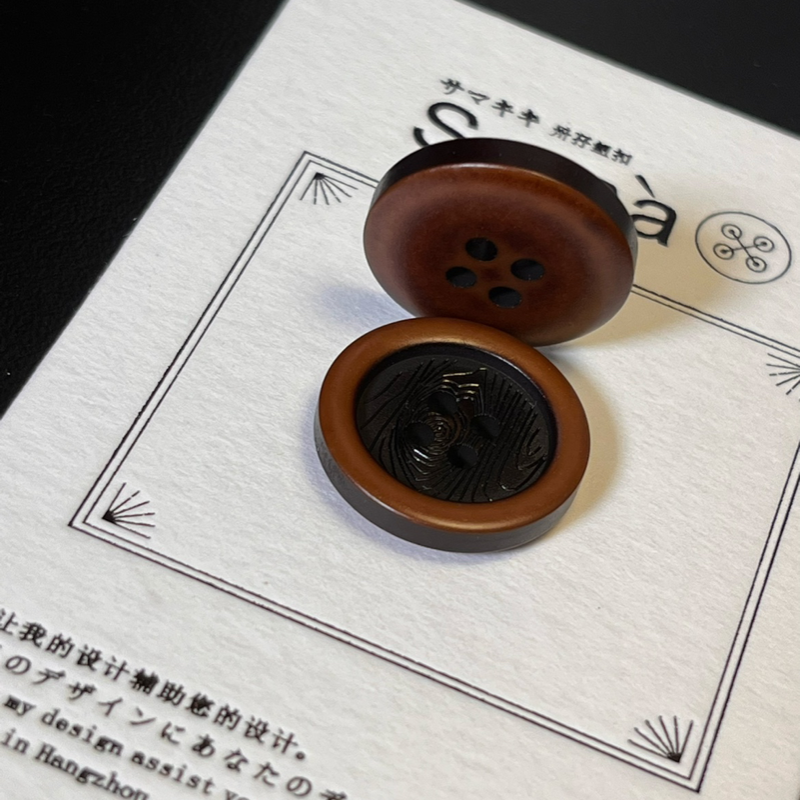 SAMA 涟漪 复古做旧烧底波纹木色外套衬衫四眼扣