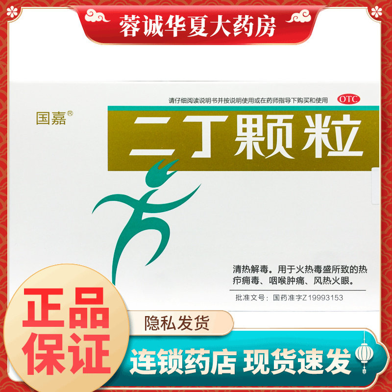 国嘉 二丁颗粒 4g*9袋清热解毒火热毒盛热疖痈毒咽喉肿痛风热火眼